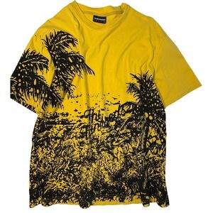 The Hundreds XL mens T-Shirt Yellow Black Palm Tree Graphic Streetwear Excellent